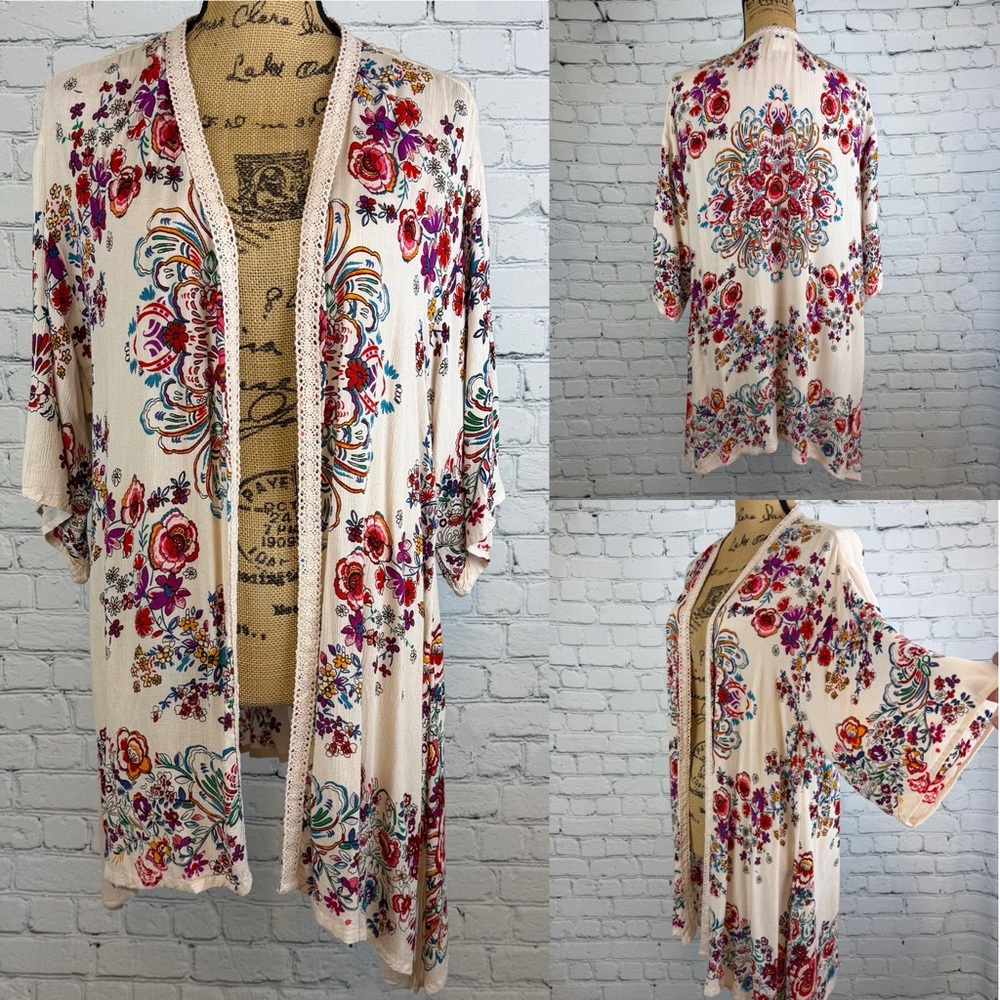 Bila Floral Print Open Front Kimono